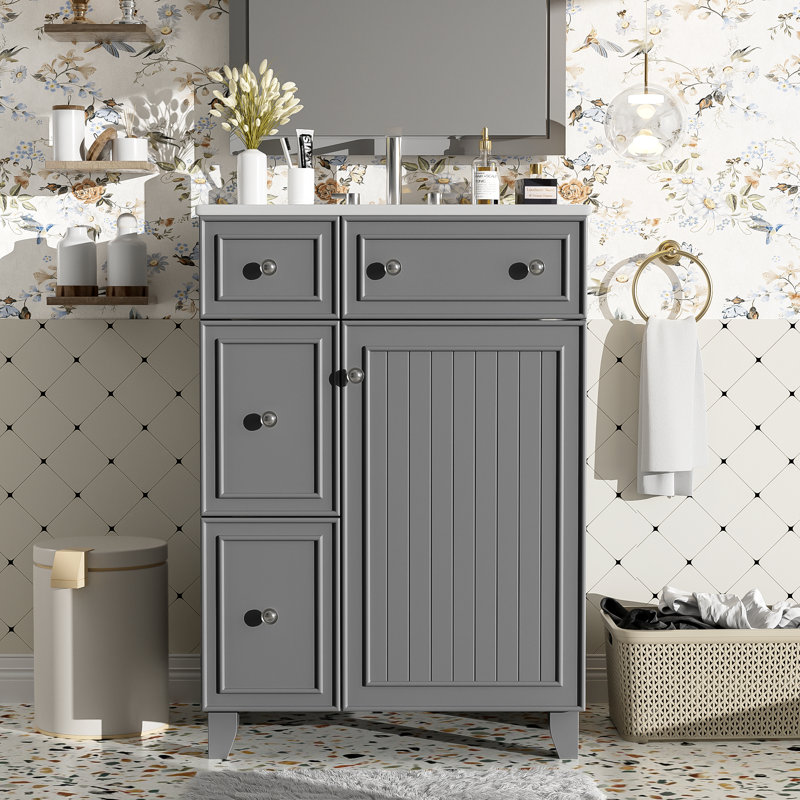 Ensemble de meuble-lavabo simple 24 po Norreen, Argent argent, Gris