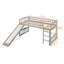 Lit mezzanine simple gris avec glissade et - pour les maisons à espace limité, lecture sous le lit, construction solide, configuration élégante en 20 minutes, mélange de décor de chambre à coucher, 14 lattes de soutien, convient au matelas standard
