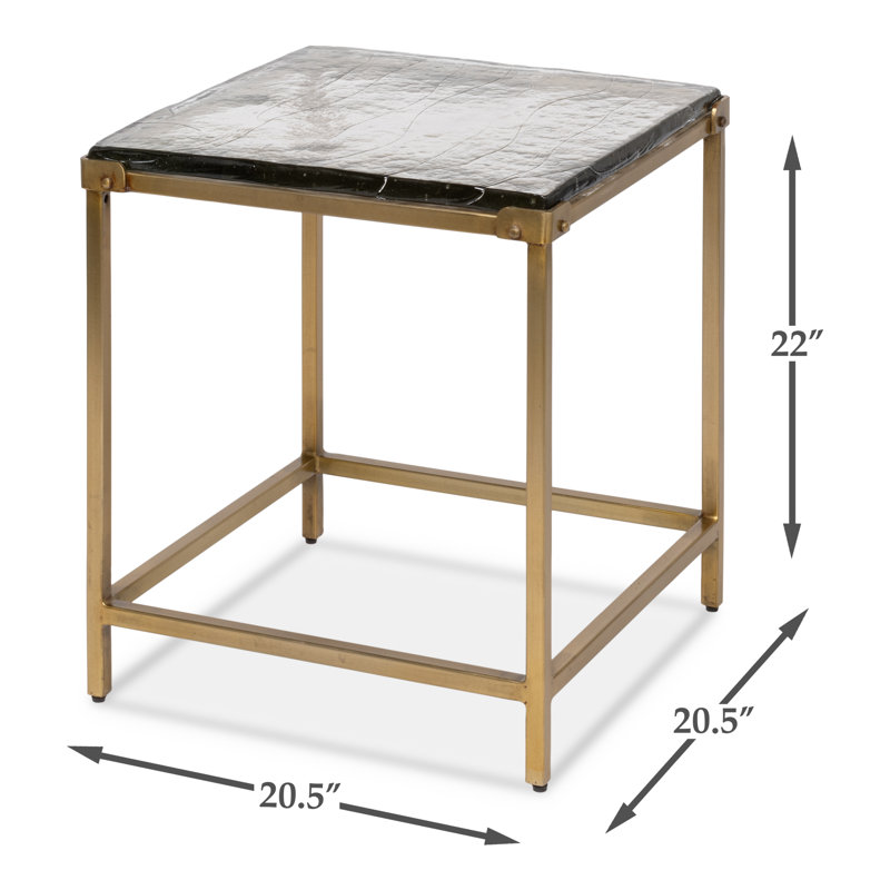 Christian Aged Brass and Glass Square Side Table