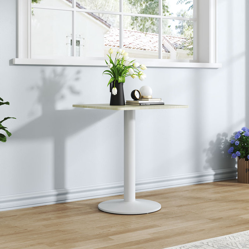 Milini Unfinished Metal Base Dining Table, White, Cream