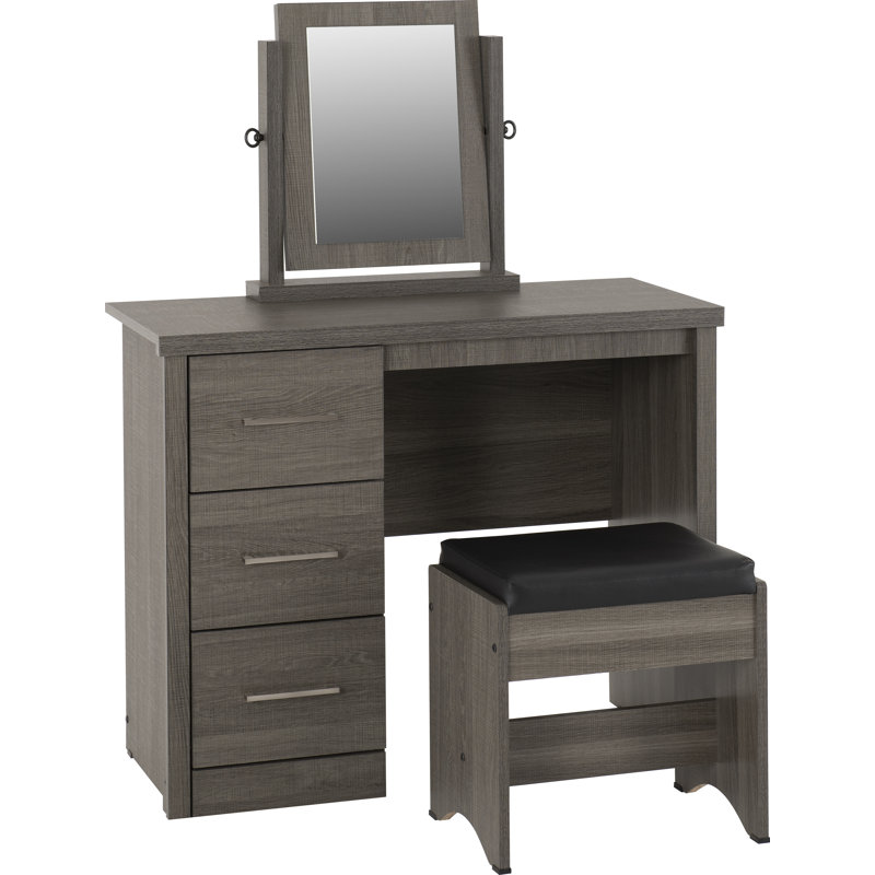 Kelton Dressing Table Set with Mirror, Grey