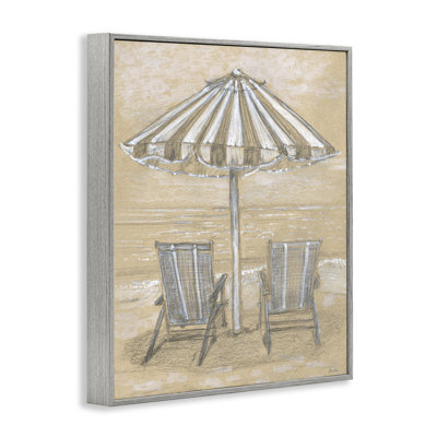 Dessin de parapluie et de chaises, estampe numérique, design par Patti Bishop