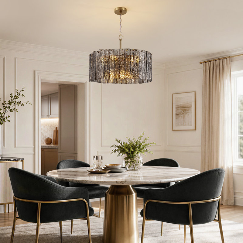24" 8-Light Dimmable Drum Chandelier