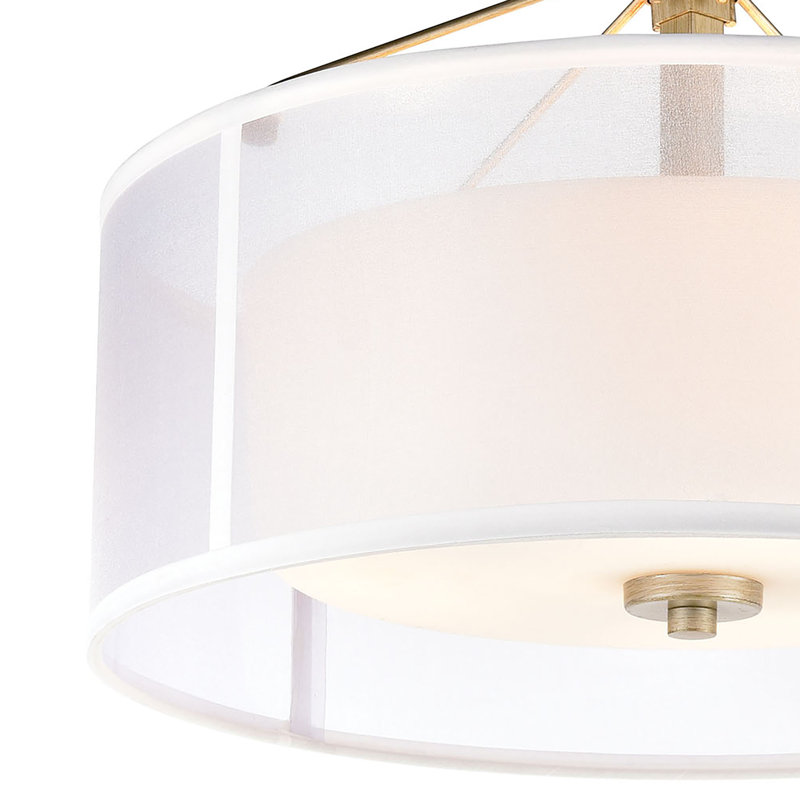 Plafonnier semi-encastré 3 lumières Diffusion 18 po - Argent vieilli