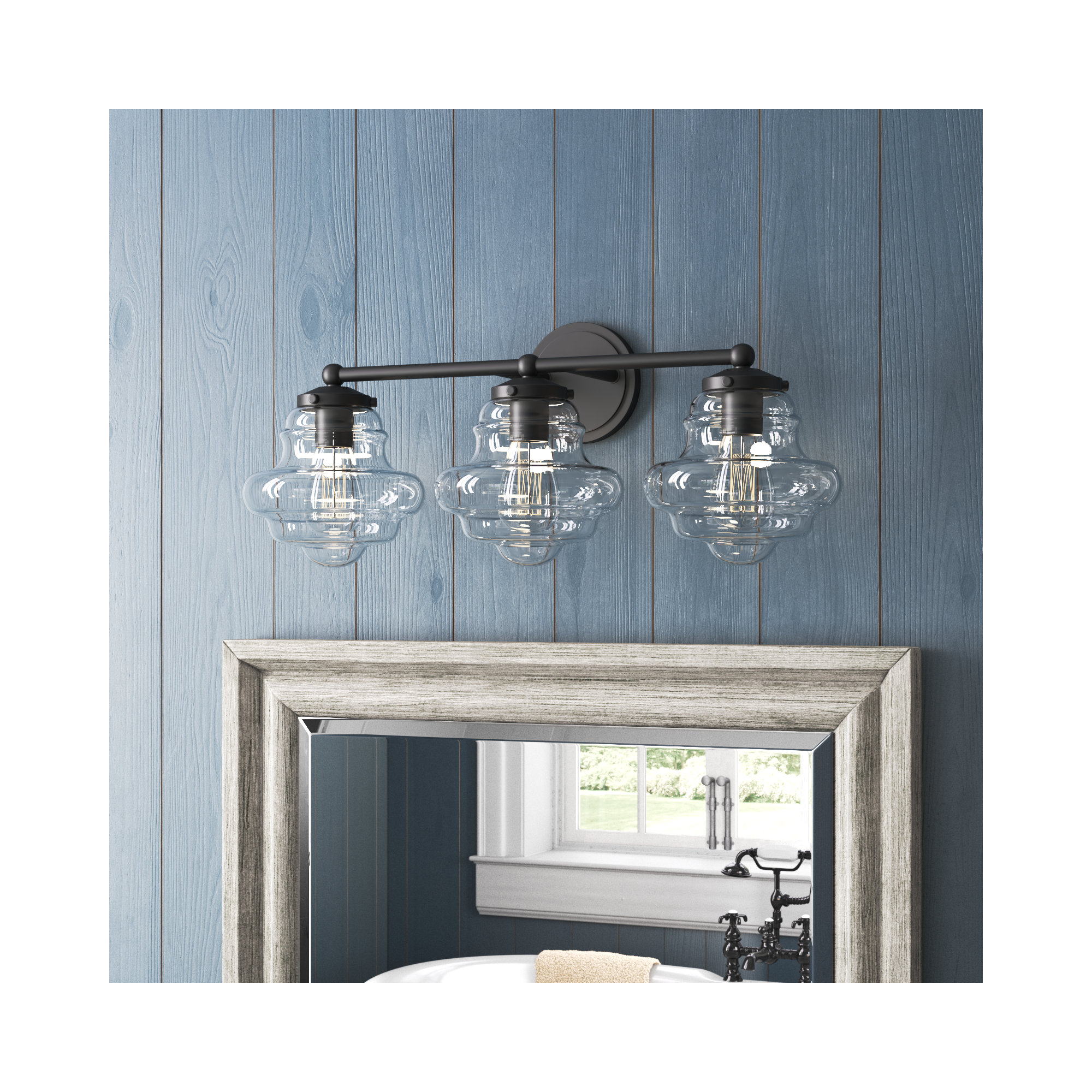 Marah 3 Light Transparent Dimmable Vanity Light, Oil Rubbed Bronze