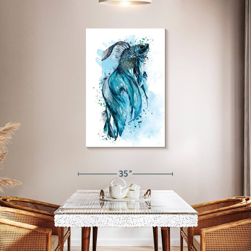 Blue Betta Fish Splash, H 45 po x l 30 po