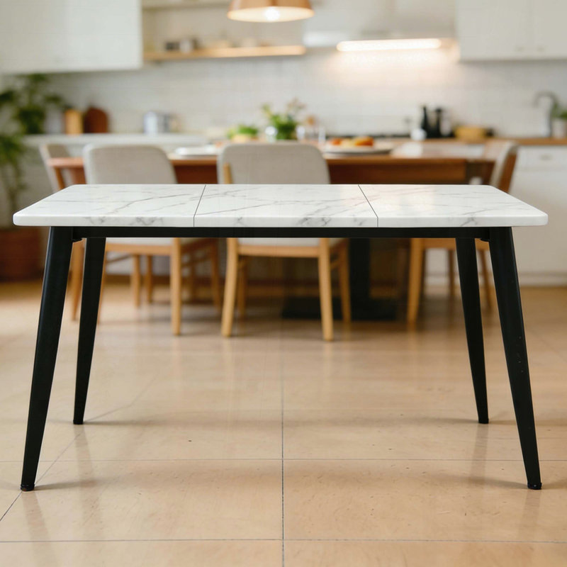 Table de salle à manger rectangulaire pour 4 personnes - Structure en métal robuste