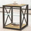 Ensemble de 2 tables de chevet modernes pour chambre à coucher et salon, plateau en panneau de fibres à densité moyenne en bois trempé et bois naturel, table d'appoint de style industriel-711071013