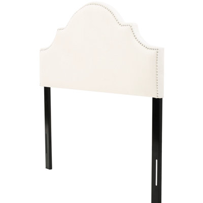 Tête de lit pour lit grand et grand lit, couleur, tissu, silhouette arquée, rebord clouté, pieds réglables en hauteur - lits élégants