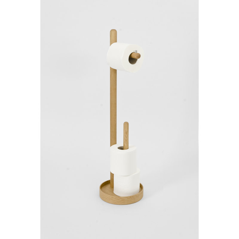 Frankowski Free Standing Toilet Paper Holder, Natural Oak
