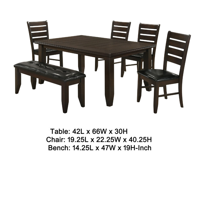 Ensemble de table de salle à manger, banc et 4 chaises Diyi, Brun cappuccino