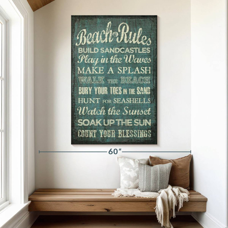 Beach Rules Wall Sign, 51" H x 34" W