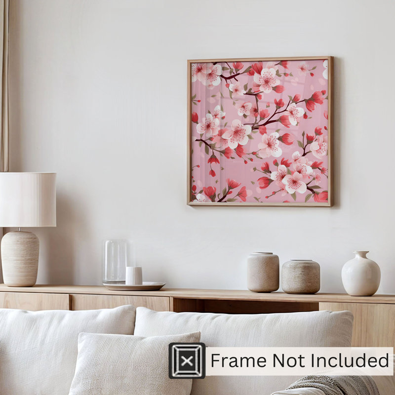 Impression florale de fleur de cerisier Sakura, H 20 po x l 20 po