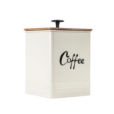 40 oz Airtight Coffee Canister with Bamboo Lid Beige