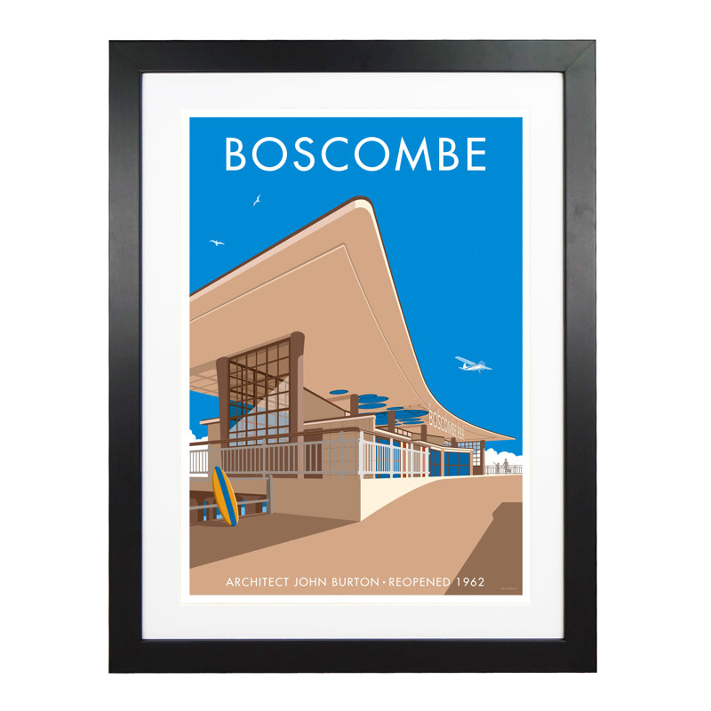 Boscombe Pier by Stephen Millership - Print, 54cm H x 44cm W x 2.2cm D, Black