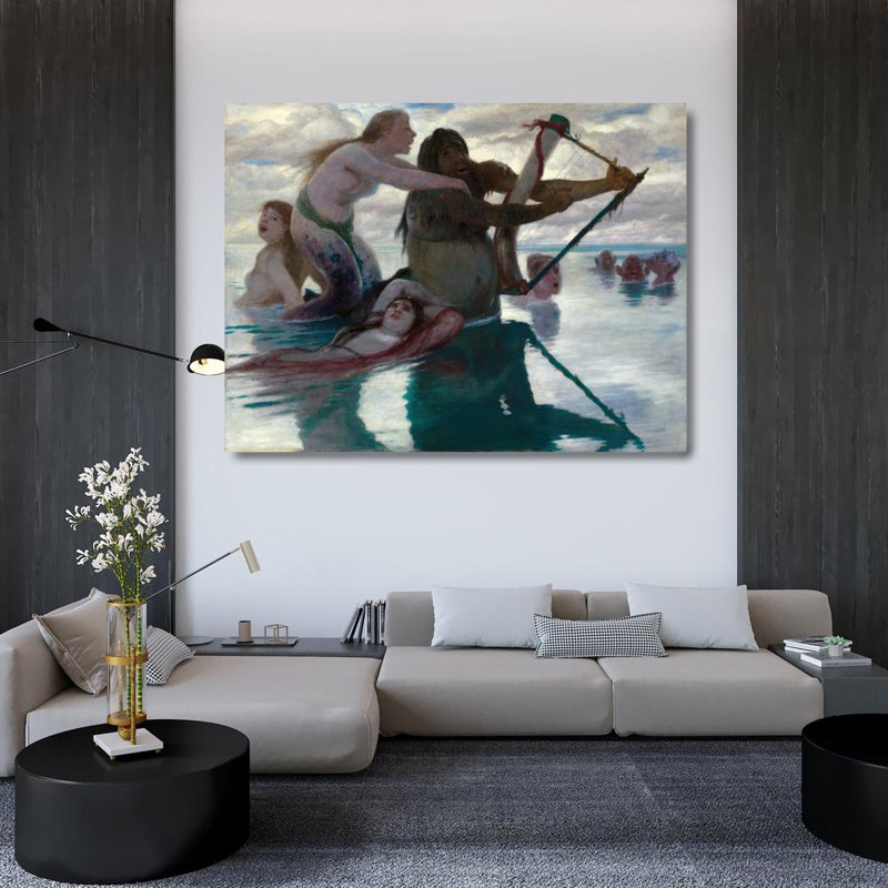 «In the Sea» par Arnold Böcklin - Art mural sur toile tendue avec châssis, H 18 po x l 14 po