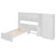 Lit plateforme simple en bois avec bureau, armoire, armoires, tiroirs et tablettes, blanc-1039355084
