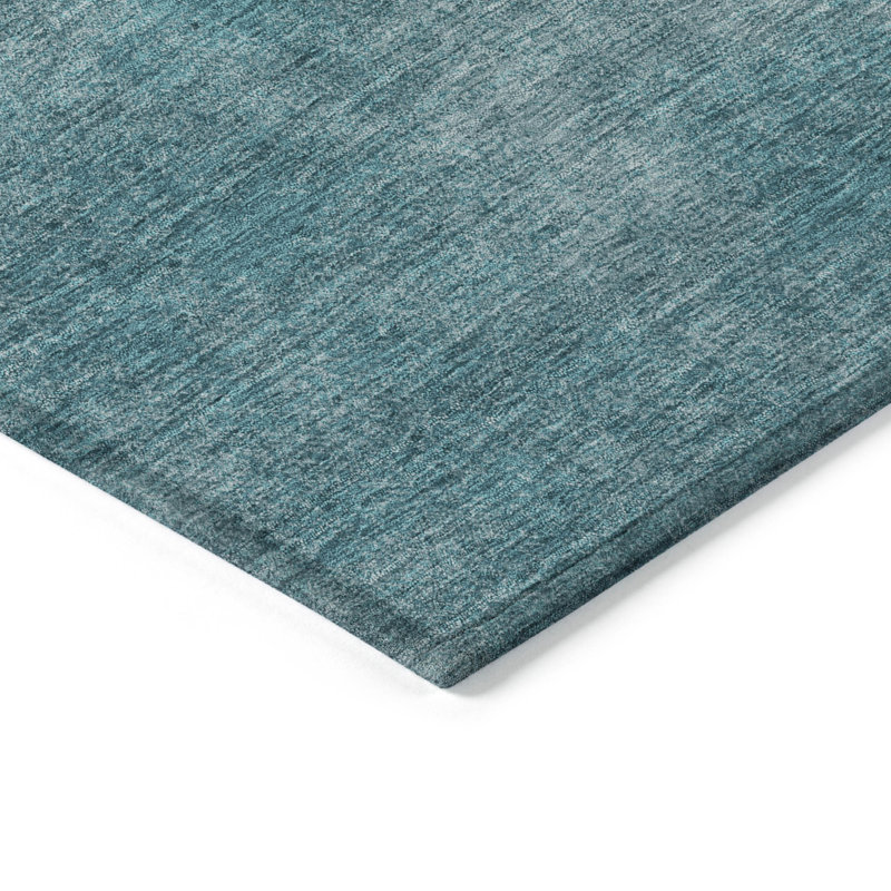 Teal Flat Woven Synthetic Washable Rectangular 8' x 10' Area Rug