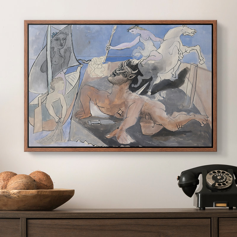 Composition with Minotaur, 1936 - Pablo Picasso, toile tendue avec châssis, Noyer, 16 x 24