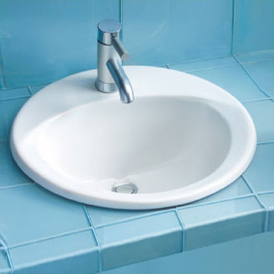 Ultimate® Vitreous China Circular Drop-In Bathroom Sink with Overflow, Cotton, Single Hole