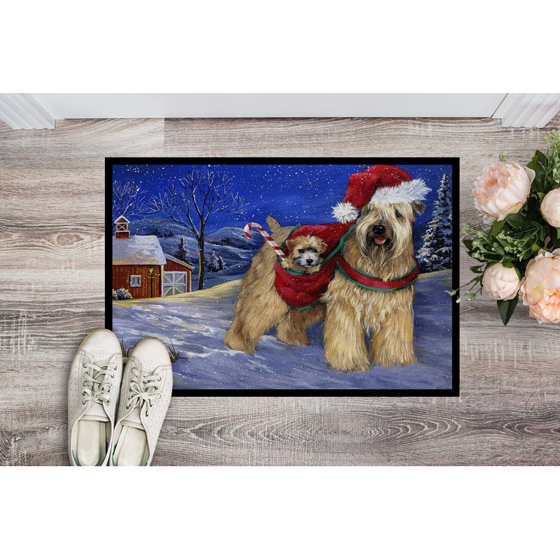 Tapis d'entrée antidérapant Guerriero, Wheaten Terrier de Noël, L 24 po x L 36 po