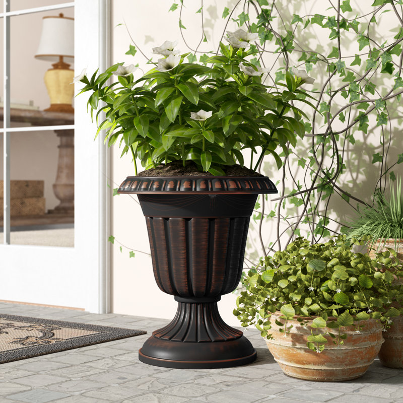 Anouk Urn Planter, 18" H x 16" W x 16" D, Brushed Copper