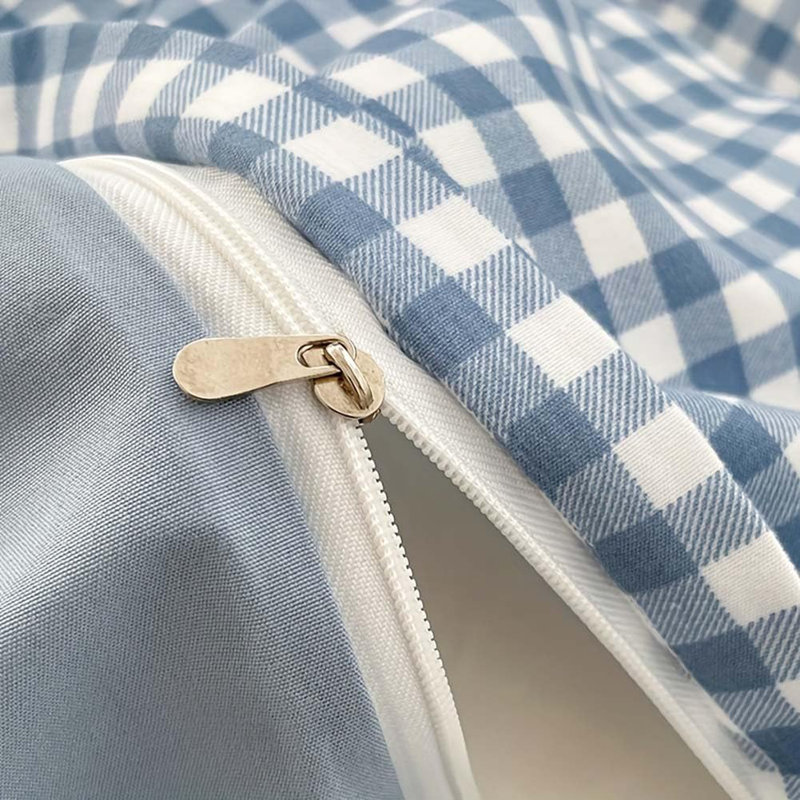 Blue Duvet Cover Reversible Plaid Checkered Comforter Cover Grid Farmhouse Dorm Bedding Set Soft Breathable Washed Microfiber Gifts