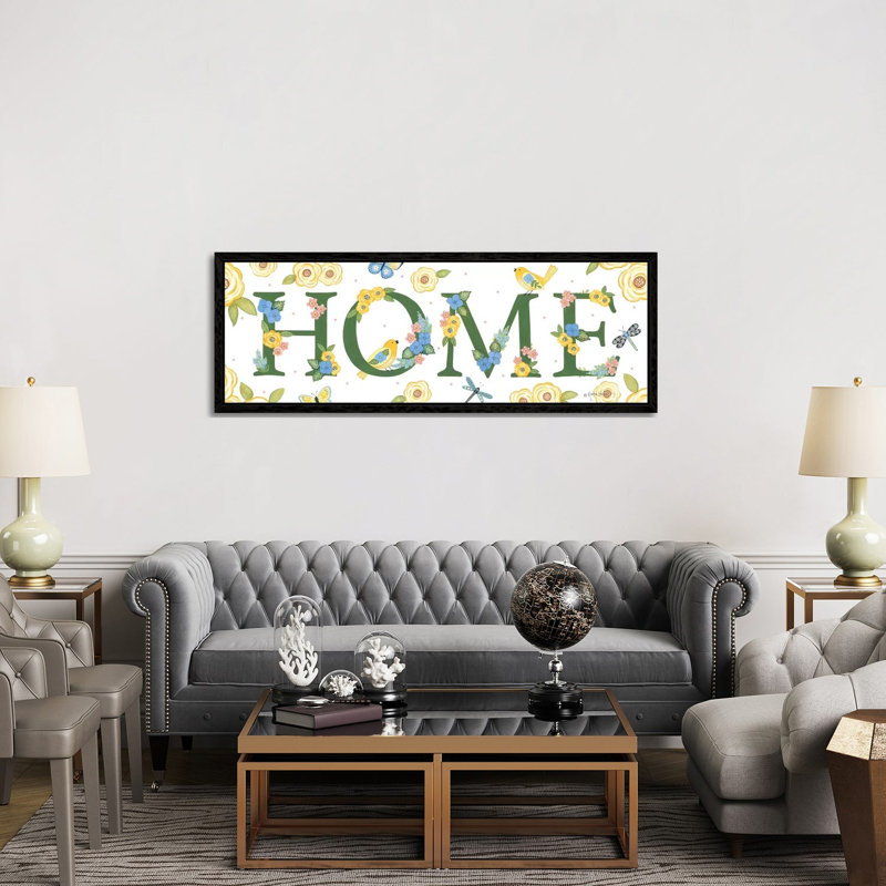 Bloom and Grow Home 1 Piece Panoramic Wall Art on Canvas, 50.8cm H x 152.4cm W x 3.81cm D, Black Framed