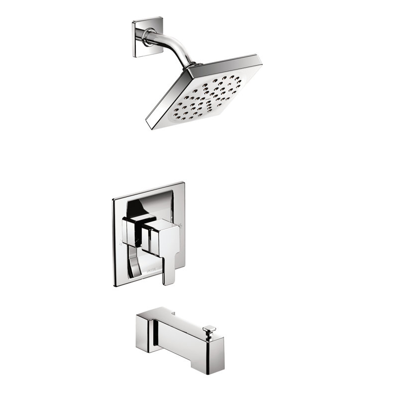 Robinet de douche à pression équilibrée pour baignoire sans arrêt avec valve brute, Chrome poli