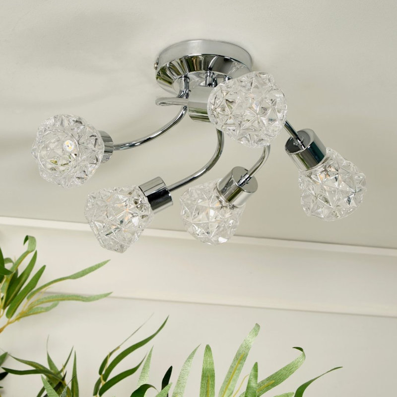 Glass Flush Mount, Polished Chrome