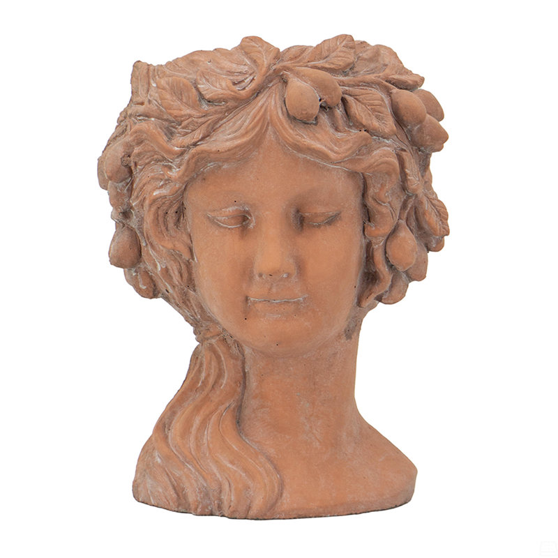 8x9x11.5" Head Bust Planter, Brown