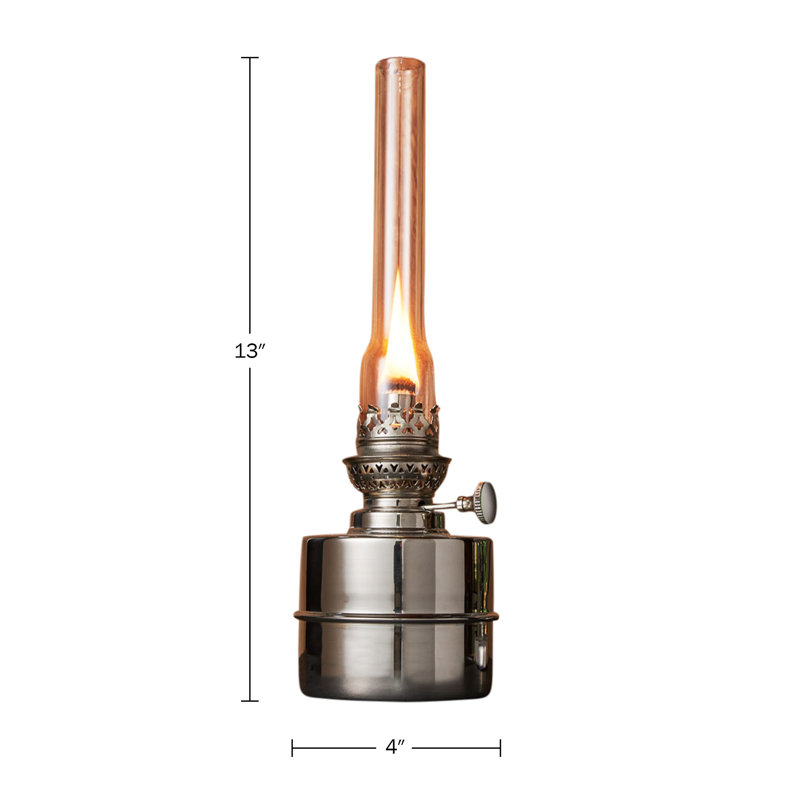 Oil Lamp - Extra-Bright Hurricane Lamp with Antique-Style Nickel Body and Glass Chimney - Decorative Kerosene Lantern with Adjustable Wick - Oil Lamps for Indoor Use by Kings County Tools