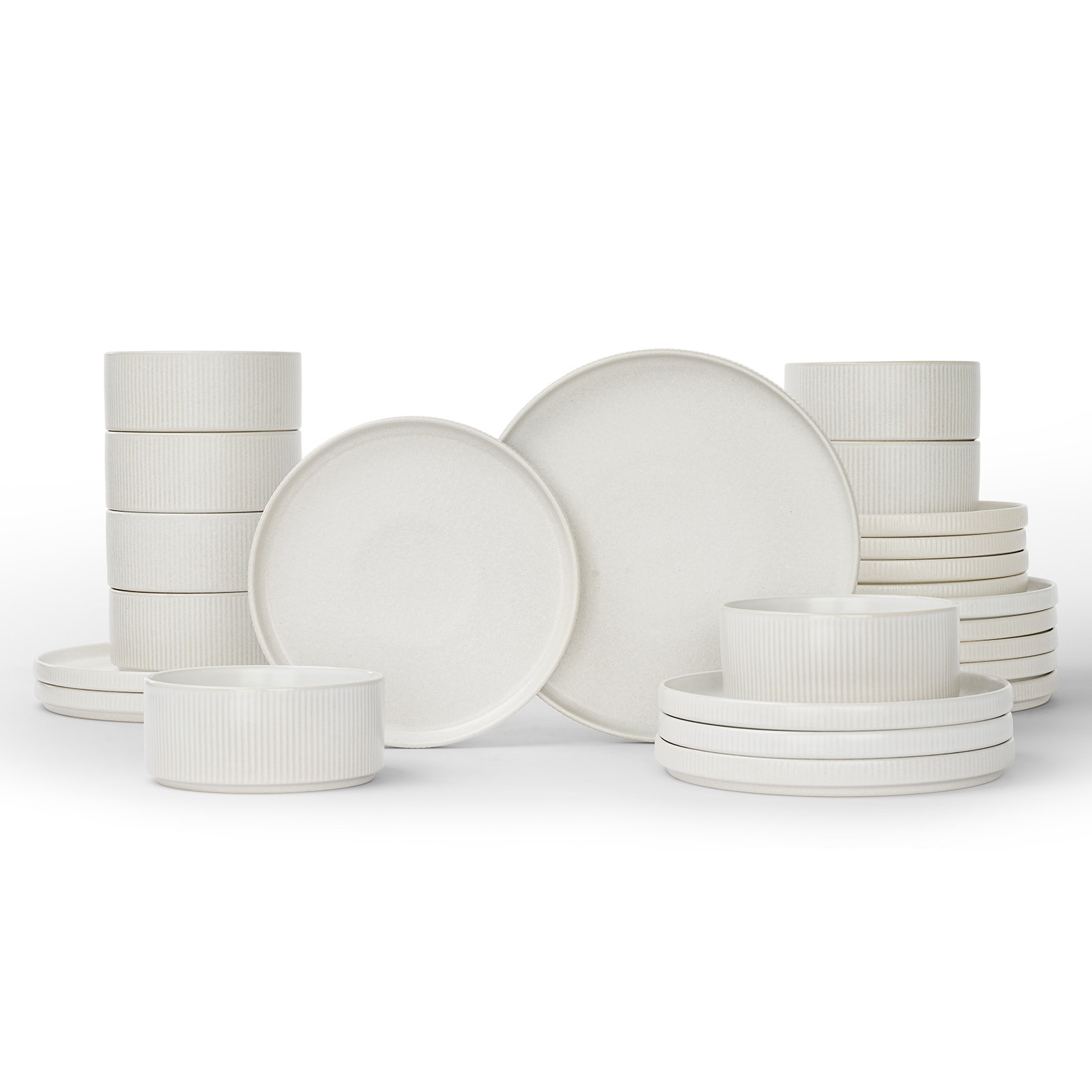 Famiware 24 Piece Dinnerware Set, Service for 8, Matte White