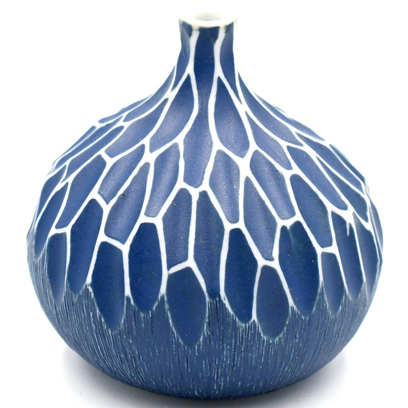 Aurorah Handmade Table Vase, 2.6" H x 2.5" W x 2.5" D, Gray