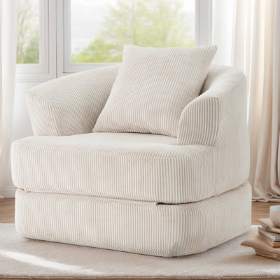 Oversized Upholstered Convertible Accent Barrel Chair
