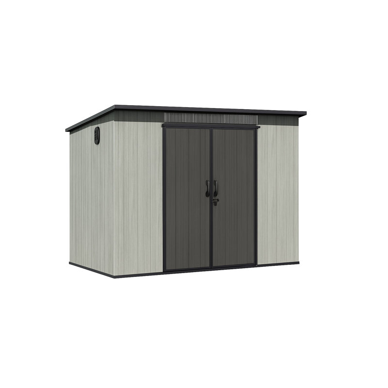 6x11FT Outdoor Resin Storage Shed with Skylight & Lockable Double Doors - Durable Plastic Garden Tool Shed for Backyard, Patio & Lawn