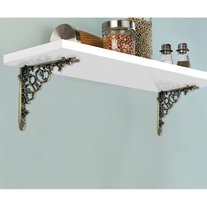homerville Scroll Shelf Bracket, Antique Brass