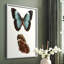 «Antique Blue Butterflies IV», reproduction encadrée - bois massif-647773190-647773691