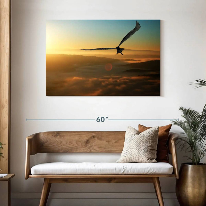 Brampt Eagle Flying At Dawn, 30" H x 45" W