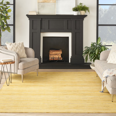Anerinda Solid Hand Loomed Wool/Cotton Area Rug in Yellow