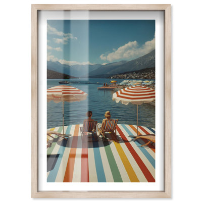 «Lakefront Leisure Shadowbox Print Vintage Art Prints» par Notoriart, cadre blond, 24 x 36