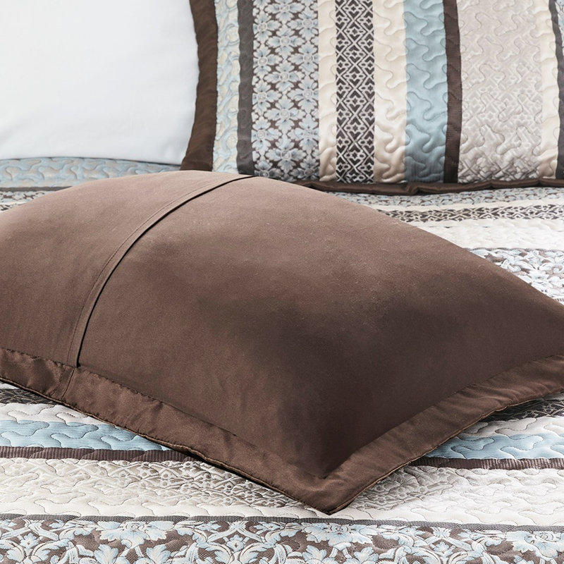 Couvre-lit réversible très grand bleu avec motif de médaillon délicat 5 pièces, Blue, King Comforter + 4 Additional Pieces