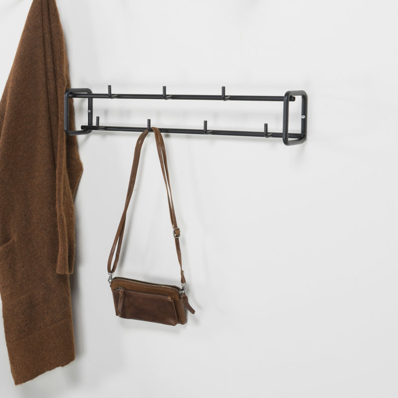 7 - Hook Wall Mounted Coat Rack, Black