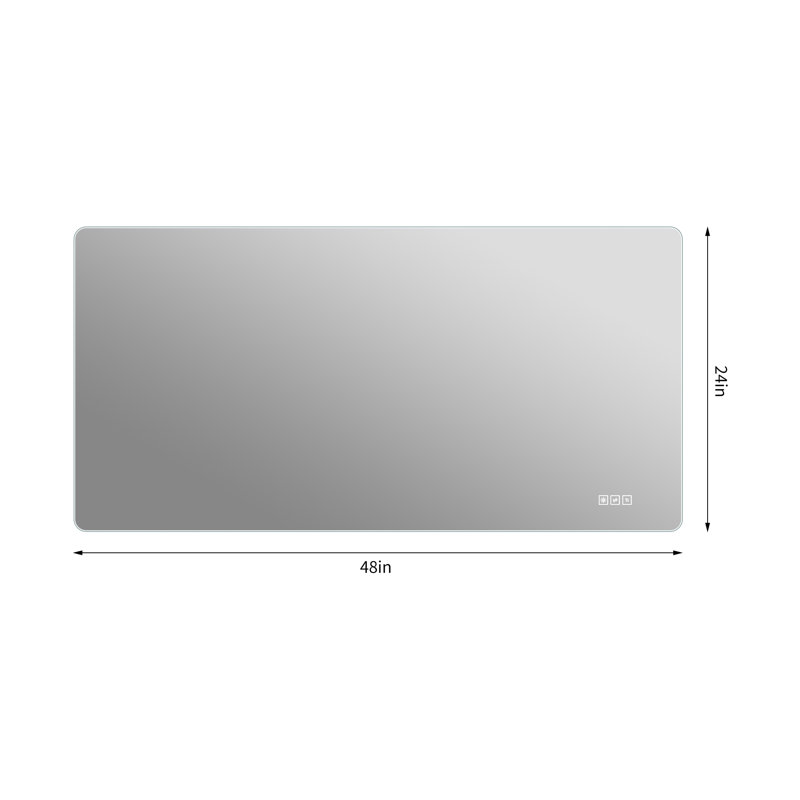 Miroir de salle de bain rétroéclairé par DEL de 122 x 61 cm (48 x 24 pouces), miroir de courtoisie rectangulaire arrondi à intensité variable avec fonction antibuée et mémoire.