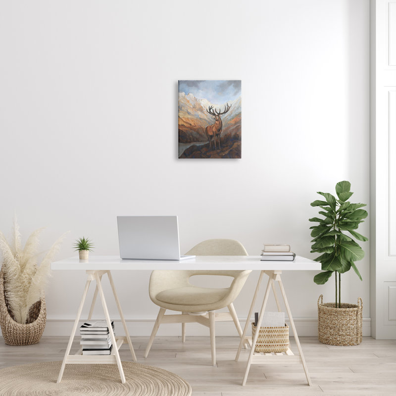 Wild Deer Breathtaking Mountain View by Tim OToole - Wrapped Canvas Painting, 20" H x 16" W x 1.5" D