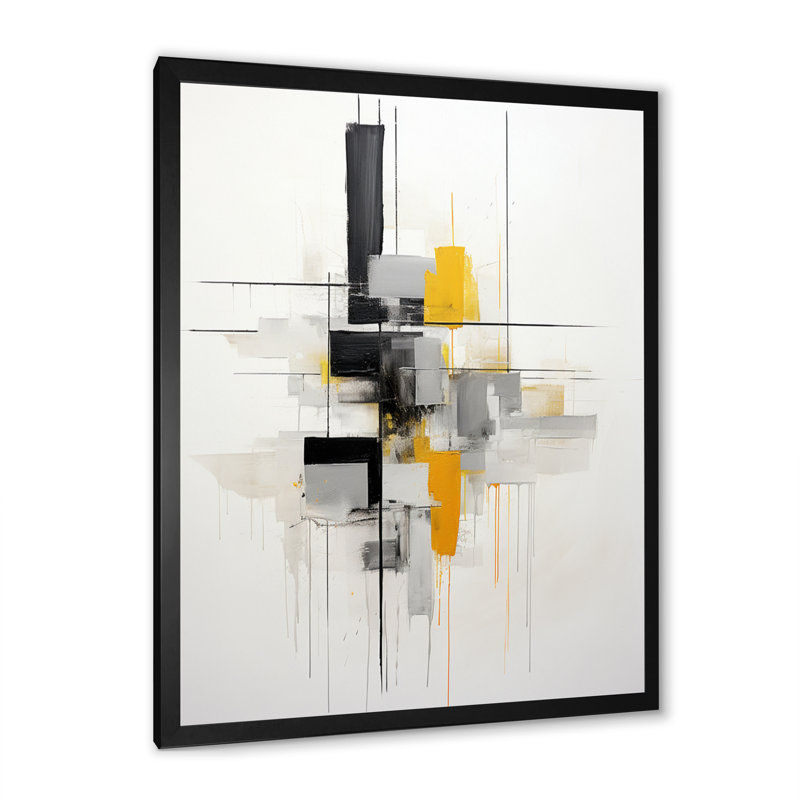 Franciscus gris jaune, minimalisme pureté de la forme VI sur toile, Cadre photo noir, H 32 po x l 24 po x P 1 po
