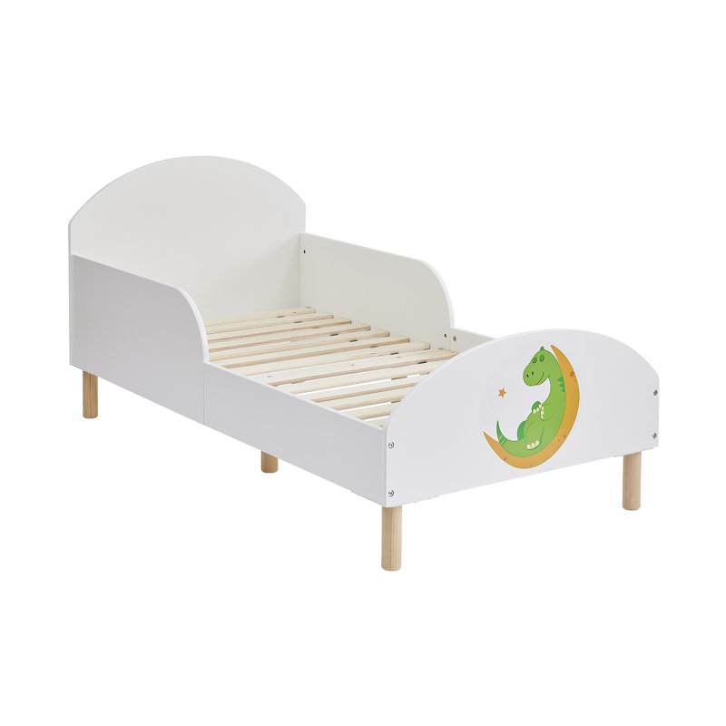 Kids White Toddler Bed – Dinosaur