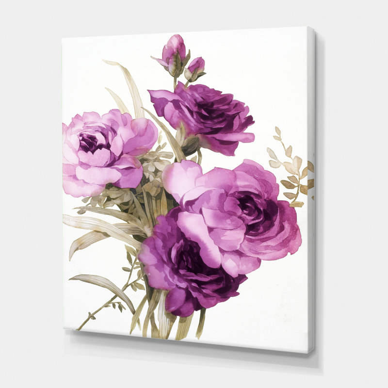 Dark Pink Roses - peinture sur toile, H 20 po x l 12 po x P 1po, Toile tendue