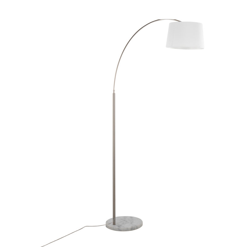Lampe sur pied arquée 74 po, Blanc, Blanc / argenté