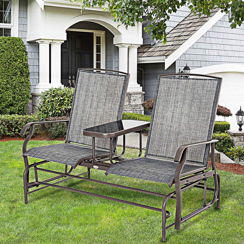 Outdoor Glider Bench With Center Table